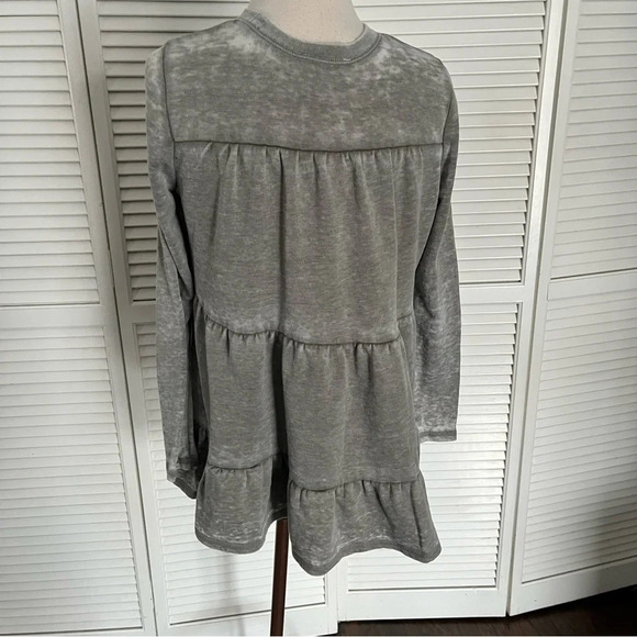 Anthropologie Saturday Sunday Grey Burnout Ruffle Tiered Tunic boxy XS - Picture 2 of 7